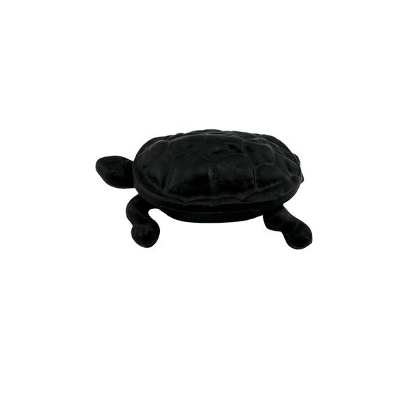 Vintage Iron Art Black Metal Turtle Trinket Ring Box - Picture 4 of 6